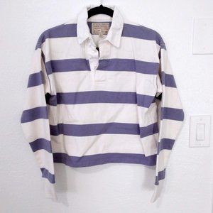 Cropped Striped Long Sleeve Polo